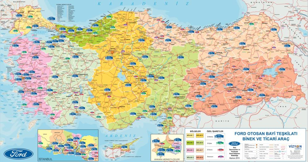 Geniş Dağıtım Ağı 37 Ford Otosan Türkiye nin tamamına yayılmış müşteri odaklı ve yenilikçi satış ve satış sonrası