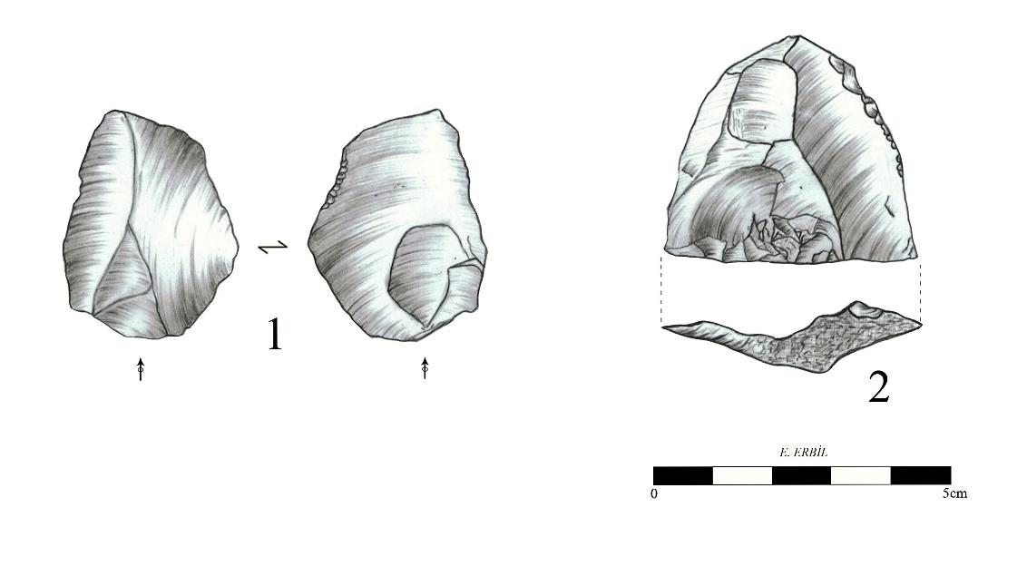 BÖLÜM V / Levha.16: Karain E Alt Paleolitik düzeltili yongalar.