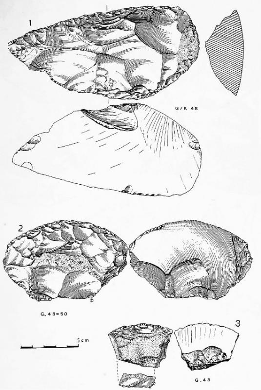 BÖLÜM VI / Levha.8: Bezez C (Üst) Acheulo-Yabrudian tip aletler (Copeland, 1983: 189). BÖLÜM VI / Levha.