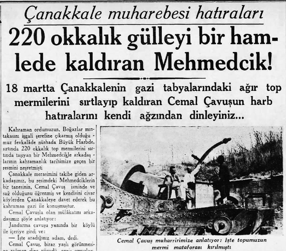 ( online history of WW1. http://www.naval-history.net/ww1book- RN2a.htm#IX ) 2-Milliyet gazetesi, 20 Mart 1934: "18 Mart Zaferi'nin Tes'idi". Çanakkale, 18 (A.