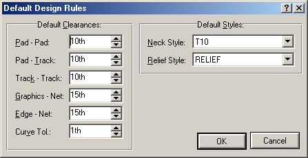 4.2.7.3. Set Design Rules 142 Pad-pad, pad-track, track-track, grafik-hat, bord sınırı-hat arası uzaklıklar gibi dizayn kurallarının geçerli değerlerinin belirlenmesini sağlar.