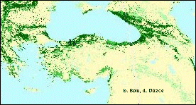 Şekil 2. Türkiye ve Yakın Çevresinin Ormanlık Alanları (Anonim, 2004a). Şekil 3. Türkiye de Sanayi Tesisleri Dağılımı (Anonim, 2012a).