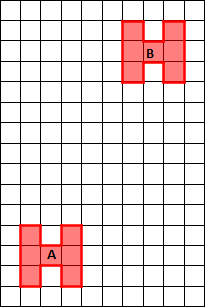 c) B şekli, A şeklinin 5 birim sola, 10 birim yukarı ötelenmiş halidir. d) B şekli, A şeklinin 5 birim sağa, 10 birim aşağı ötelenmiş halidir.