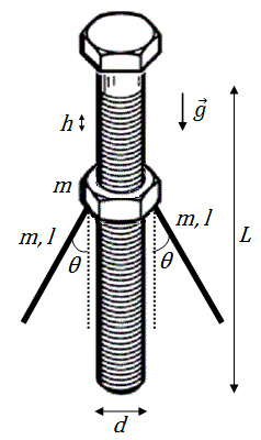 (h<< d<< l<< L) a-) Çubuklar dikeyle θ açısı yapacak şekilde açıldığında somun sisteminin eylemsizlik momentini bulunuz.