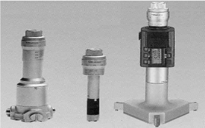 Üç ayaklı iç çap mikrometresi Genellikle iç çapı 11 mm den 100 mm ye veya 0,5 den 4 e kadar olan deliklerin ölçülmesinde veya kontrol edilmesinde üç ayaklı mikrometreler kullanılır.