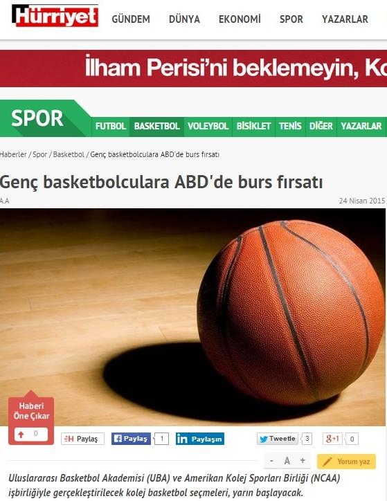 UBA NCAA SHOWCASE I Reklam, tanıtım ve kayıt faaliyetlerine NCAA kuralları gereği organizasyondan en erken 40 gün önce başlanabilmesine rağmen 2015 organizasyonu çok sayıda öğrenci çekmiş; ulusal