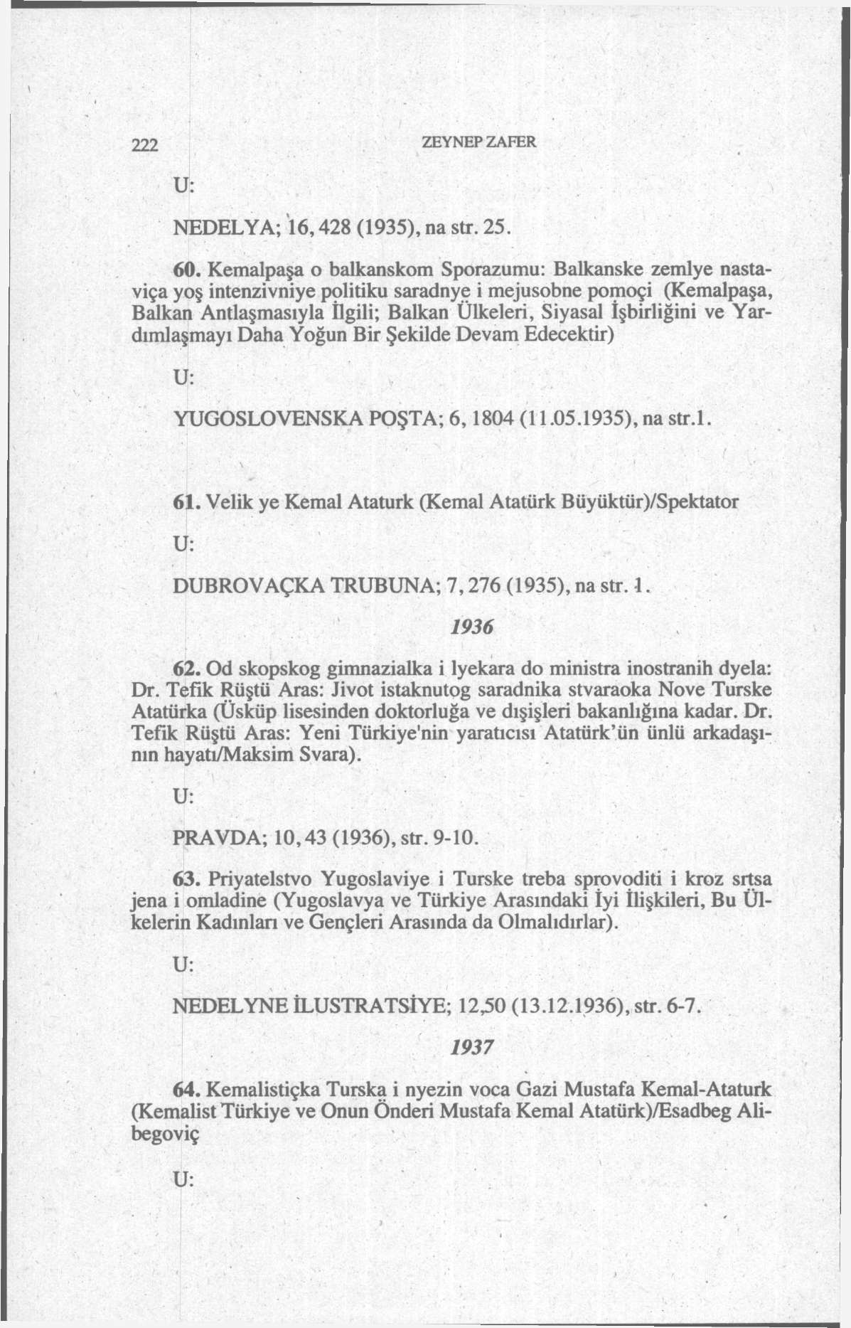 222 ZEYNEP ZAFER NEDELYA; 16,428 (1935), na str. 25. 60.