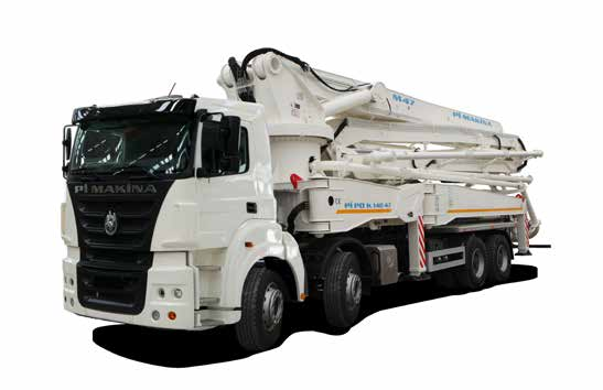 KAMYON ÜSTÜ BETON POMPALARI TRUCK MOUNTED CONCRETE PUMPS Pİ PO K 140 47 Pompalama yüksekliği (m) Pumping height (m) Pompalama derinliği (m) Pumping depth (m) Yatay erişim (m) Horizontal reach (m)