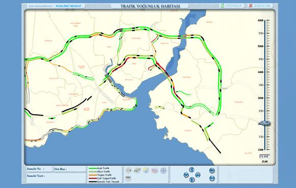 19 Aynı şekilde Şekil 3.4. de İstanbul için, internetten de erişimin sağlanabildiği, anlık trafik yoğunluk haritası görülebilir. Şekil 3.4. Internet ten erişilebilen bir trafik yoğunluğu haritası İstanbul [1] 3.