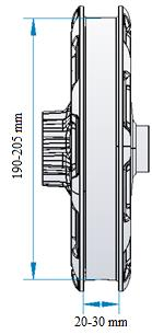 aralıkları iç çap 118 mm, motor kalınlığı 20-30 mm olarak belirlenmiştir. Motor dış çapının ise 190-205 mm arasında olacağı öngörülmüştür. Şekil 2.20 : Motor tasarımında kullanılacak boyut aralıkları.