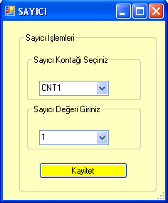 41 5.5. Sayıcı: CNT1 den CNT8 e 8 adet sayaç bulunmaktadır. Bu sayaçlar 0 ile 65535 arasında set edilen bir değerde sayımı gerçekleştirebilmektedir.