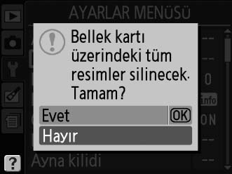 Bellek Kartını Biçimlendirme İlk kullanımdan önce veya başka aygıtlarda biçimlendirildikten sonra bellek kartlarının biçimlendirilmeleri gerekir. Kartı aşağıda açıklandığı şekilde biçimlendirin.