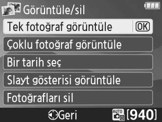 Çevirmeli ayar düğmesi g konumuna döndürüldüğünde kılavuzun üst seviyesi