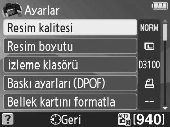 Kalan pozlama sayısı (0 24) Aşağıdaki öğelerden birini seçin: Çekim modu: Bir