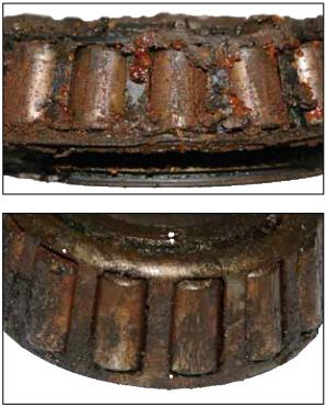 2-1. Korozyon Nem sızıntısı, rulmanlı yatak arızalarının en önemli nedenlerinden biridir ve rulmanları ister istemez paslandırır.