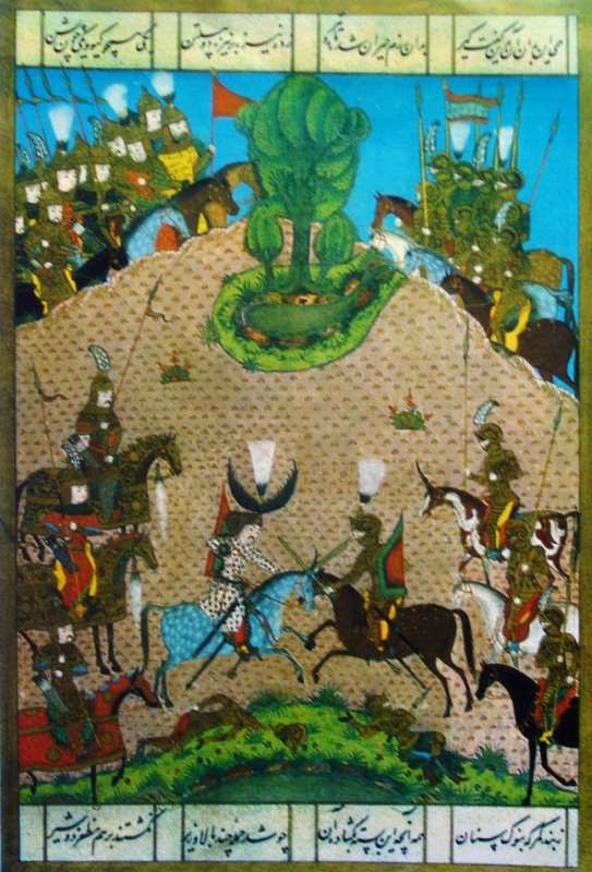 19- Uteybe ve Rayya nın Öldürülmesi: Haft Evreng, Safevî dönemi, Meşhed, 1557-1565 yılları arası(ruin Pakbaz, Nakkaşi-i İrani az Dirbaz Ta