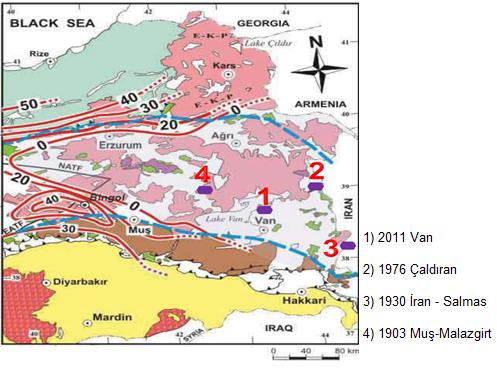 Kentsel Çevre ve Sağlık Bağlamında Van Depreminden Çıkarılan Dersler 3. Halk Sağlığı Açısından Van Depremi Şekil 2:Van ve Çevresinin Deprem Geçmişi (Pınar vd.