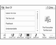 186 Bilgi ve Eğlence Sistemi Not USB'den çalma, karışık çalma işlevi seçili şarkı çalmaya ait filtreye bağlıdır, ör. albüm, sanatçı, tarz.