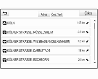 Muhtemel varış noktaları içeren iki liste oluşturuldu.