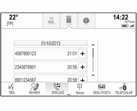 Kişiye ait kaydedilen telefon numaralarından birini seçin. Numara aranır. Çağrı listeleri İlgili menüyü görüntülemek için HOME tuşuna basın ve ardından TELEFON simgesini seçin.