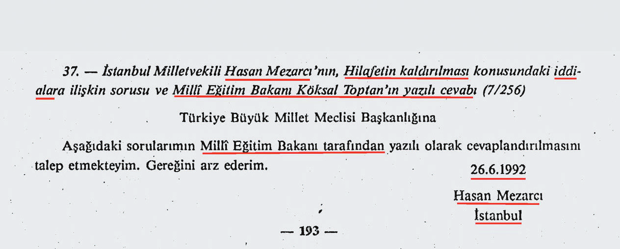 (aﬂa da sa da) Refah Partisi Milletvekili Hazan Mezarc 'n n 1993 y l nda "Demirel Halife Olsun"
