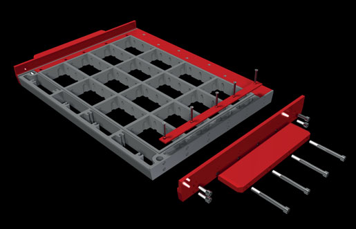 İmal edilecek beton blok ürününe bağlı olarak Moduline serisi içinde monte edilebilecek olan çeşitli çerçeve seçenekleri mevcuttur.