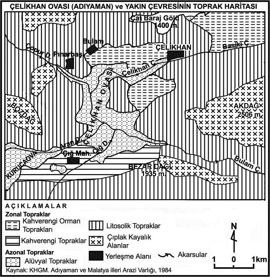 The Relations Of Between Natural Environment And Human In Çelikhan Plain(Adiyaman) And Its Close Environment Harita 4: Çelikhan ovası (Adıyaman) ve yakın çevresinin toprak haritası (KHGM Adıyaman ve