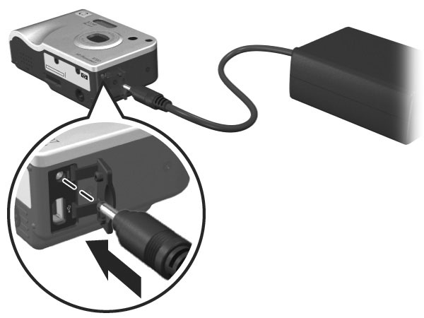 Pili Doldurma NOT Bu bölümde, bir pilin kamerada nasıl doldurulduğu anlatılmaktadır. Pili kamera kenetlenme yuvasının ek pil bölmesinde veya HP Photosmart Quick Recharger'da da doldurabilirsiniz (bkz.