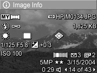 6 1 2 3 4 5 7 8 NOT Görüntünün sağ alt köşesinde üç satır halinde verilen bilgiler, görüntünün Playback menüsü görünümünde verilenlerle aynıdır.