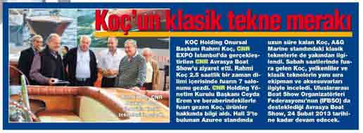 KOÇ ' UN KLASİK TEKNE MERAKI Yayın Adı Haber Türk Magazin Yayın Tarihi 20.02.