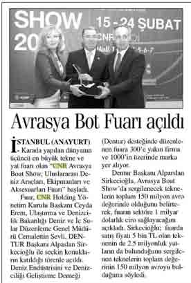 Avrasya Bot Fuarı açıldı Yayın Adı Anayurt Yayın Tarihi 18.02.