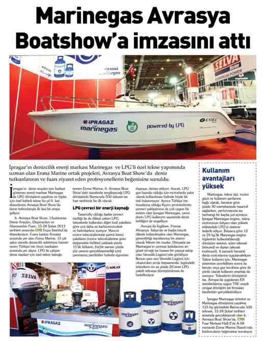 Marinegas Avrasya Boatshovv ' a imzasını attı Yayın Adı Enerji Petrol ve Gaz Yayın Tarihi