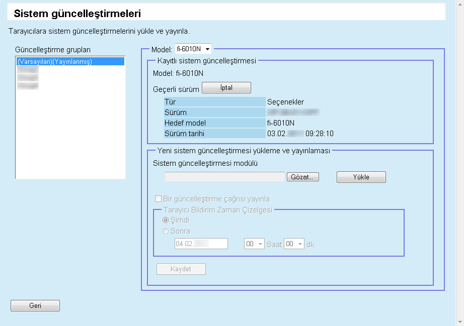 Bölüm 3 1 Admin Console ana penceresindeki [Admin İşlemleri] sekmesine tıklayın. [Tarayıcı Yönetici İşlemleri] penceresi görünür. 2 [Sistem güncelleştirmeleri] bağlantısını seçin.