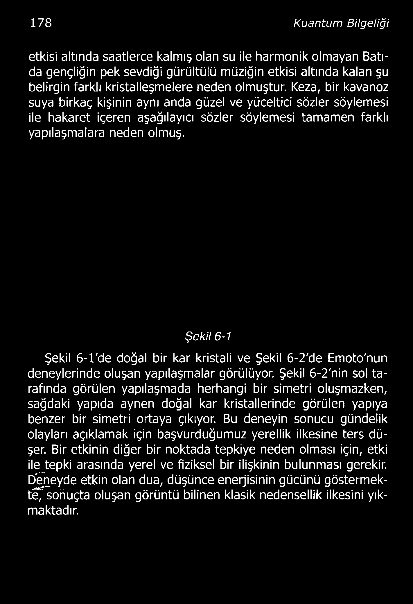 Şekil 6-1 Şekil 6-1'de doğal bir kar kristali ve Şekil 6-2'de Emoto'nun deneylerinde oluşan yapılaşmalar görülüyor.