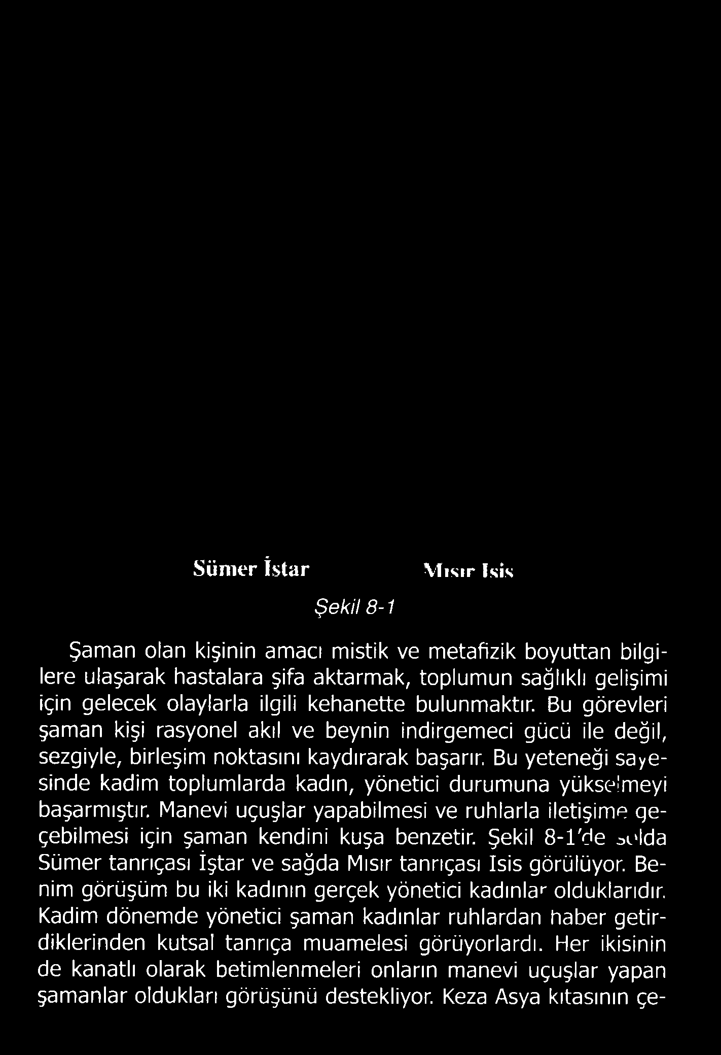 Şekil 8-1'de ^olda Sümer tanrıçası İştar ve sağda Mısır tanrıçası Isis görülüyor.