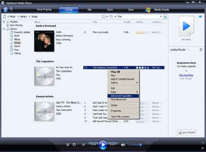 WMP11 ile şarkı bilgilerini düzenleme 1 Kütüphane sekmesini tıklatın. 2 Düzenlemek istediğiniz şarkıya gidin.