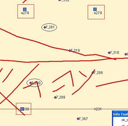 Şekil 4-33 7281 ve 7290 numaralı kontrol noktalarının ve transformasyon parametreleri gridinde bu noktaların ITRF değerlerini hesaplamak için kullanılan 278, 279 ve 230 numaralı 1:25.