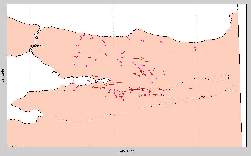 5-41.5 Şekil B-16 Fayın varlığı bilinmeksizin 1'er derecelik artımlarla