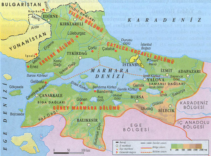 4 UYGULAMALAR 4.1 Test (Uygulama) Alanı Test bölgesi olarak Marmara Bölgesi seçilmiştir.