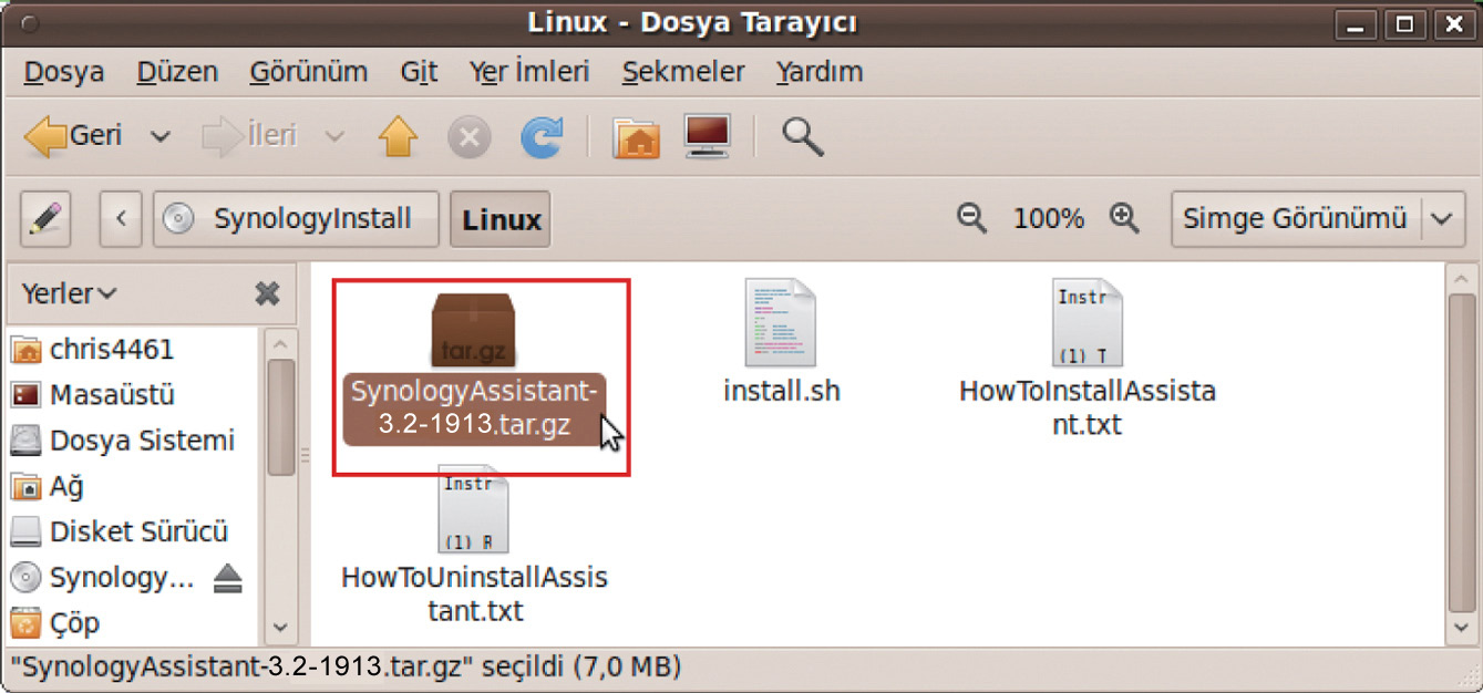 /path/install/synologyassistant/synologyassistant Veya kısayolu çalıştırabilirsiniz: /usr/local/bin/synologyassistant Eğer /usr/local/bin $PATH çevre değişkeninizde varsa sadece şunu yazın: