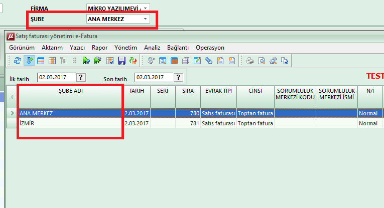 Parametre işaretli değil iken tüm faturalar satış faturaları yönetimi ekranına