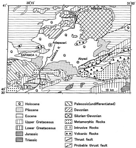 A total of 645 data were taken using Lacoste and Romberg G-type, Scintrex SG-3M and ZLS-BURRIS. The topographic, geologic and gravity anomaly maps for the study area are taken from Komazawa et al.