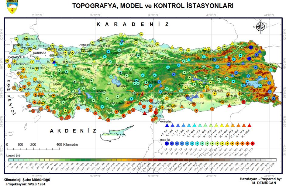Bu çalışmada, Meteoroloji Genel Müdürlüğü ne ait Türkiye üzerinde dağılım gösteren 228 istasyonda yapılan ölçümlerden elde edilen mevsimlik ortalama sıcaklık verileri; mekânsal dağılımını ortaya