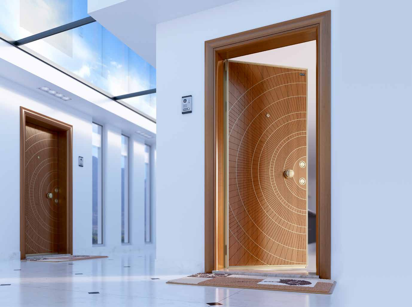 52.53 UNIVERSE AK-01 Natural Wooden Door Series Doğal Ahşap Serisi Kapılar Leaf front face has a registered design and is coated with limba on MDF in 8 mm width Kanat ön yüz patentli tasarım 8 mm MDF