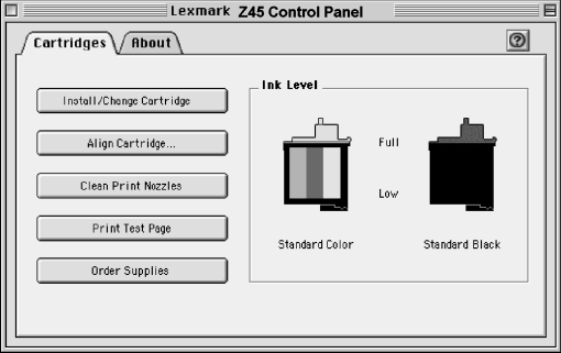 Lexmark Z45 Control Panel (Denetim Masası) (Mac OS 8.6-9.2) Lexmark Z45 Utility (Yardımcı program) (Mac OS X sürüm 10.0.3-10.1) Mac OS 8.6-9.2 1 Apple (Elma) menüsünden Control Panels (Denetim Masaları) seçeneğini seçin.