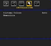 Menu installazione in modalità AV La schermata di seguito si apre nel Menu Installazione quando la TV è in modalità AV. Si noti che sono disponibili solo alcune opzioni.