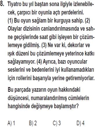 Tablo 6. 8. Sınıf II. Dönem Türkçe Dersi Ortak Sınavı 8. Sorusunun 2.17.