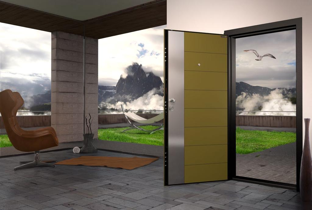 outdoor NEW GENERATION SECURITY DOORS OUTDOOR SERIES COMPACT / CM03 Limon / İnox Lemon / Inox Yağmur, kar, güneş ve nem gibi zorlu iklim şartlarına karşı uzun ömürlü dış