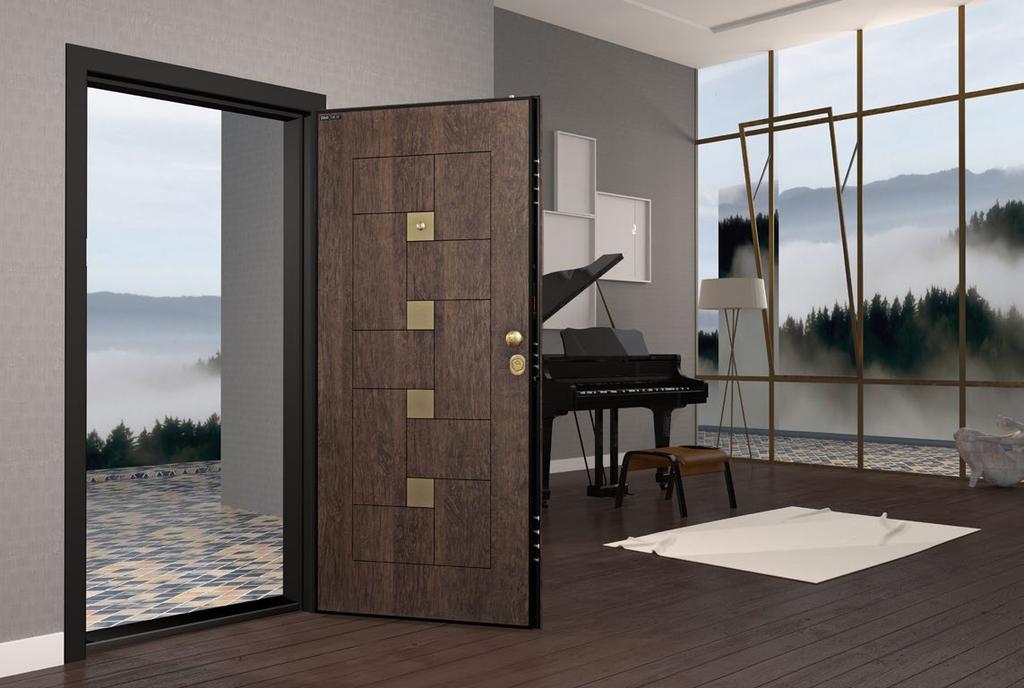 INOX SERIES İ612 Koyu Antik Altın Dark Antiquie Gold Kanat ön yüz özel tasarım 8 mm Mdf üzerine laminat ve inox kaplama.