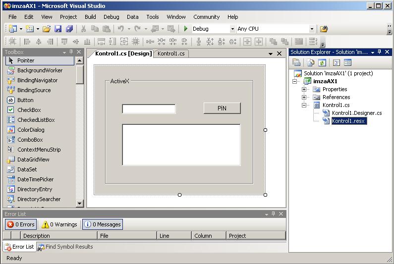 74 Şekil 7.1. Visual Studio.Net de activex oluşturmak Kullanıcı arayüzünden sonra Interface anahtar elementi eklenmelidir. Bu interface, COM/COM+ nesnelerinin erişimini sağlar [44].